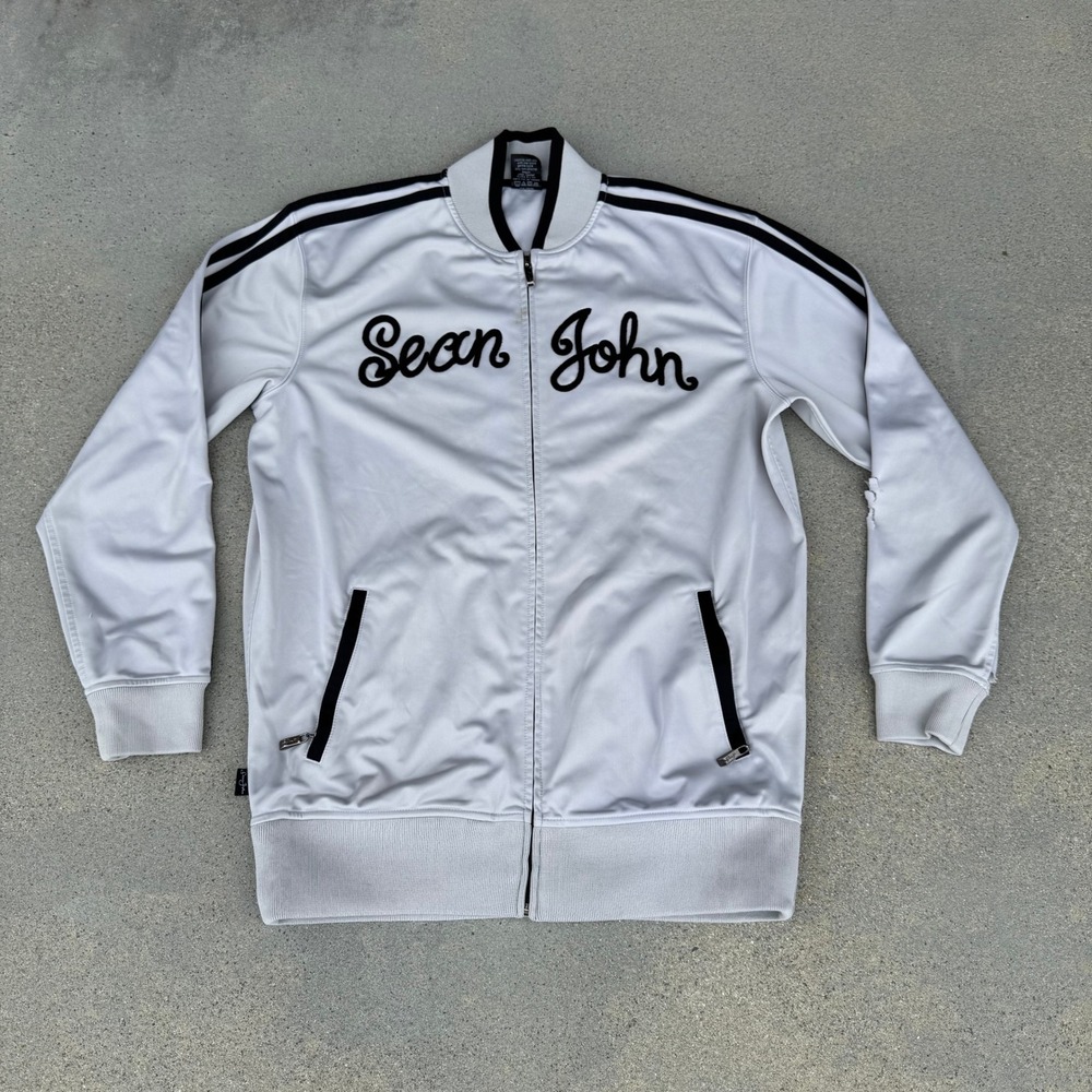 Vintage Sean John Mens Grey Track‎ Jacket Zip Up Size Medium